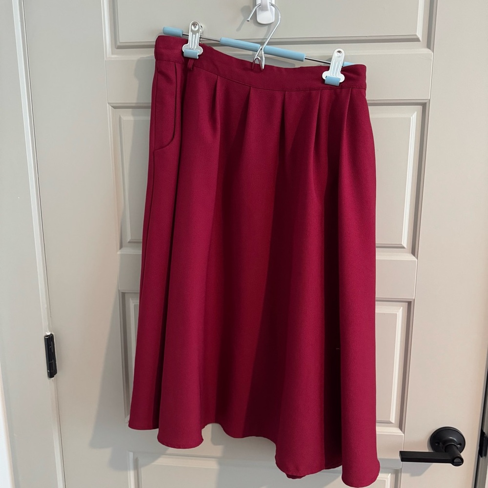 Modcloth Burgundy Midi Skirt
